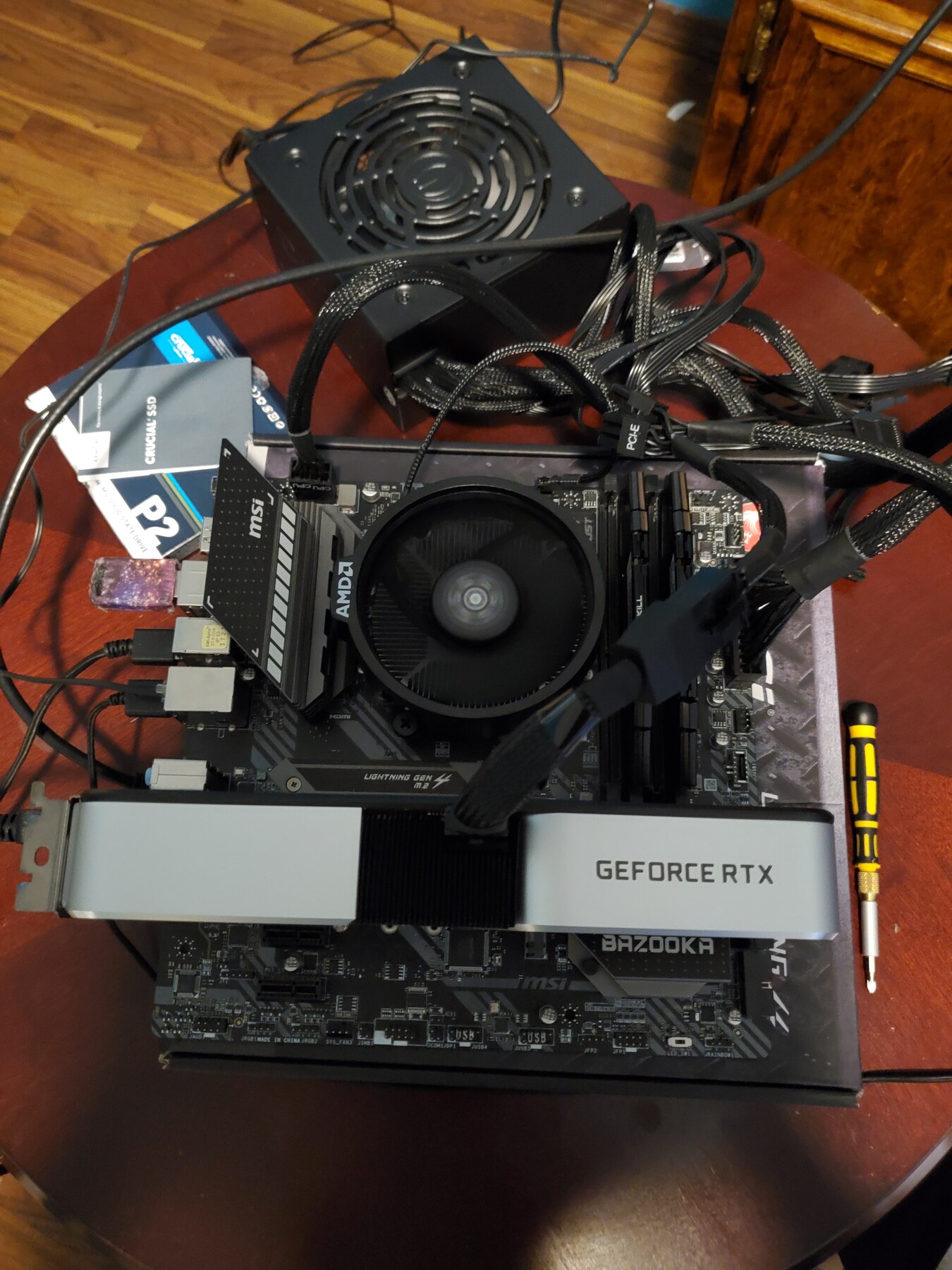 Alexander bench-testing computer components before final assembly